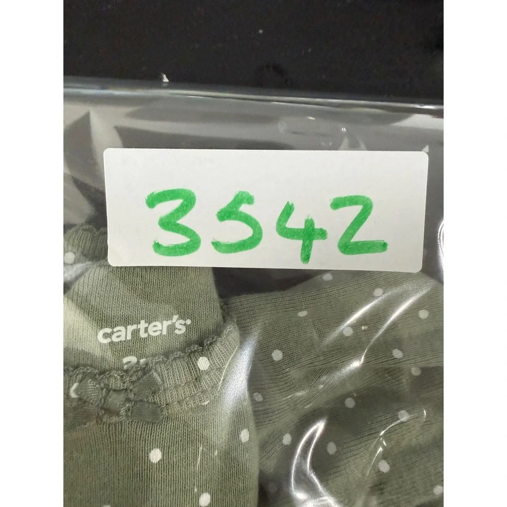 Carters Baby Girls 2PK Long Sleeve Bodysuits Green Polka Dot Blue Floral 3M NEW